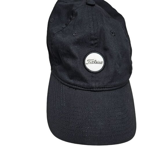 Titleist Black Cotton Baseball Cap Adjustable Strapback Golf Hat  One Size Fits - Picture 1 of 8